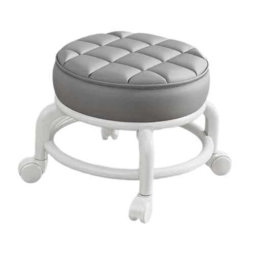 Chaise Pivotante Tabouret à Roulettes, Tabouret à 360° avec Roulettes, Petit Tabouret Bas Cuir Sur Roulettes, Pédicure Bouchettes Pivotantes Universelles...