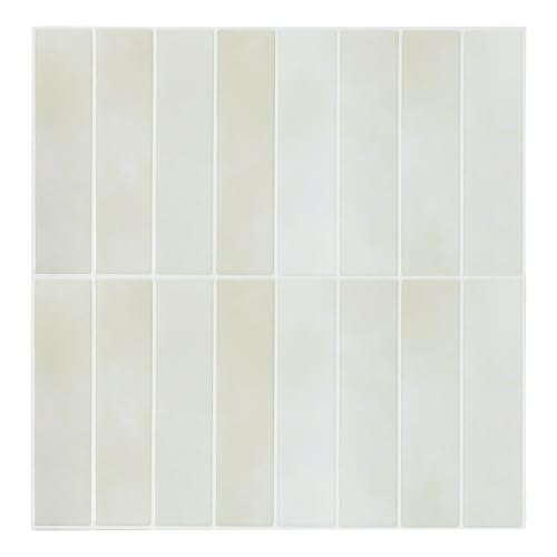 Adhesivos 3D para azulejos, azulejos de pared, 10 unidades, para cocina, baño, decoración de azulejos (30,5 x 30,5 cm, beige)