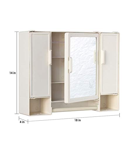 Image of Riya Enterprise Multi-Purpose Plastic Bathroom Cabinet with Mirror & 10 Compartments (Ivory, Size - 18 x 4 x 14)