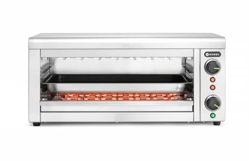 HENDI Salamander mit Quarz-Infrarotheizelement, Elektrogrill, Elektro-lift, Entspricht IPX3 Norm, 3 mögliche Gitterhöhen, 230V, 3645W, 689x397x(H)318mm, Edelstahl