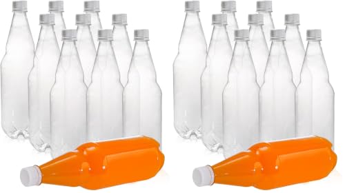 Image of Hiceeden 10 Pcs 33 oz Plastic Soda Bottles with Caps, 1L Disposable Long Neck Wine Bottles with Lid, Reusable Empty Plastic Bottle for Beverage, Liquor, Beer, Milk, Juices, Smoothies (Pack of 2)