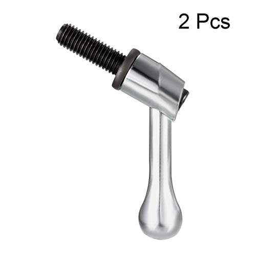 Image of uxcell M10 x 25mm Handle Adjustable Clamping Lever Thread Push Button Ratchet Male Threaded Stud Knobs Locking Rotating Screw Handles Quick Release Bolt Silver Tone 2pcs (Pack of 2)
