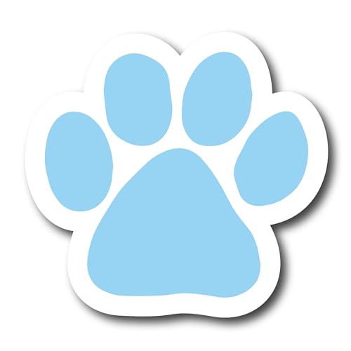 Image of Magnet Me Up Light Blue Paw Print Car Magnet - 5 inchx5 inch Heavy-Duty Weatherproof Vinyl, Magnetic Decal, Pet Lover Gift, Animal Rescue Support, Car, Fridge, Locker Decoration, Made in USA | Heavy duty magnetic decal for car, truck, SUV or fridge, full color UV printed