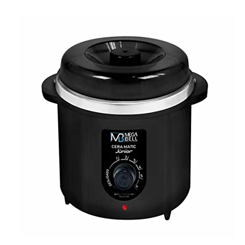 Kit Depilação Termocera 400gr Sem Refil Preta + Aquecedor de Cera Roll-on Preto Mega Bell