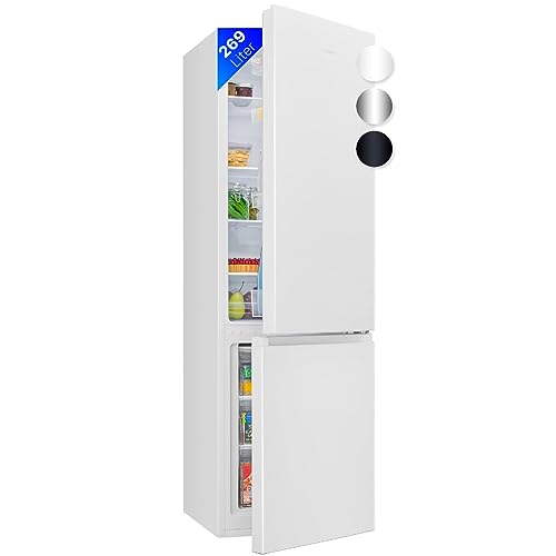 Bomann Kühlschrank mit Gefrierfach | Energieklasse D | 180cm | Kühl Gefrierkombination leise 39 dB | 4 Ablagen & 3 Schubladen | Türanschlag wechselbar | 269L Kühlgefrierkombi | KG 184.2 weiß