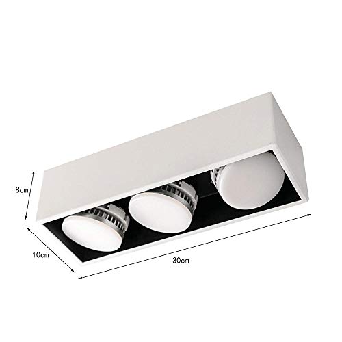 Faretto LED da Incasso Rettangolare Semplice Nordico a Tre Teste per Soggiorno, Ristorante, Hotel, faretto LED a Risparmio energetico da Superficie, CRI85, Angolo Regolabile, Sorgente Luminosa SM