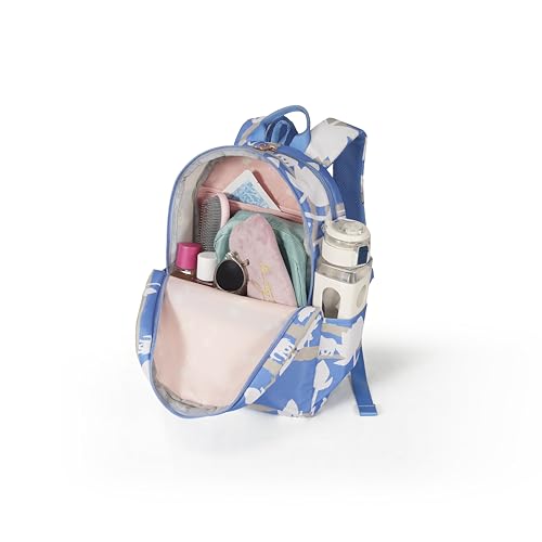 Image of American Tourister x Love Child by Masaba Printed Polyester Backpack for Women /Stylish Lightweight College & Travel Backpack /Spacious Compartments /Padded Shoulder Straps /Trendy Casual Bag- Blue