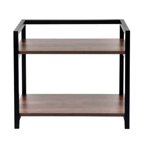 Image of Rellon Microwave Stand,Kitchen Rack Oven Rack 2-Tier Counter Shelf,Space Saving Organizer, Two Layers Counter Top Organizer for Printers on Desk, Microwave Shelf Stand