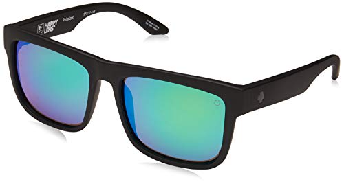 Spy Optic Discord Polarized Square Sunglasses, Matte Black/Happy Bronze Polar & Green Spectra, 57 mm