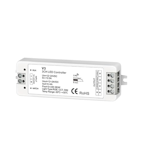 1 �� DC12-24V T1�AT2�AT3�AT4 �P�F�A�f���A���J���[�ARGB �܂��� RGBW PWM ��d���Ǌ|���^�b�`�X�N���[���R���g���[���[������(LSD-V3 Only)