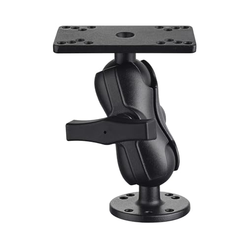 Image of Strg 1.5 inch Ball Mount with 3.4 inch Double Socket Arm, Rectangular Plate and Round Base, Aluminum C Size Ball Fish Finder Mount for Garmin Lowrance Fish Finder Mounting Tablet Laptop Mounting