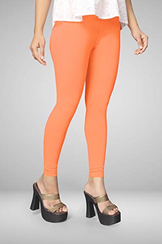 Image of Women's Cotton Skinny Leggings with Ankle Length Solid Pattern Mid Rise and Elastic Closure | Cotton Skinny Leggings for Womens