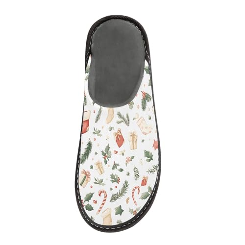 Slippers for Women Christmas Socks The Gift Pattern Soft Winter Warm Shoes Indoor Outdoor Non-Slip House Travel Slippers3