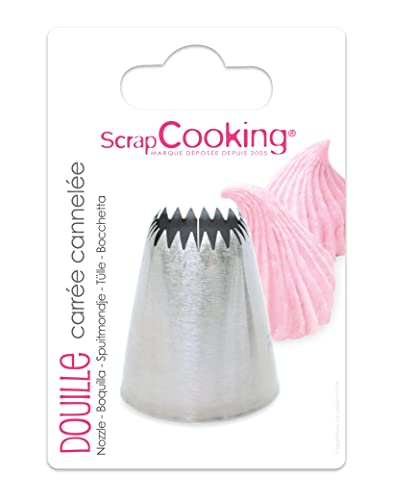 ScrapCooking - Douille Carrée Cannelée en Inox - Douille à Pâtisserie Pochage Carré - Pour Décoration Gâteaux, Entremets, Cupcakes & Meringues - Embout Accessoire Ustensile - 1748