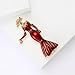 Fashion Lady Brooch Pin for Women Girls Colorful Enamel Crystal Lapel Pins Charm Dress Accessories Coats Scarves Bags Ceremony Clothes Elegant Handmade Holiday Party Jewelry (Red)