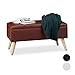 Produktbild Relaxdays Sitzbank mit Stauraum, 40 L, gepolstert, Holzbeine, Truhenbank Kunstleder, HxBxT: 40 x 80 x 39,5 cm, braun