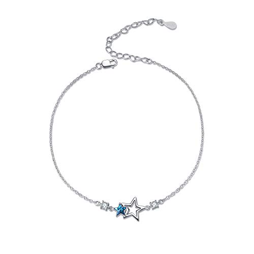 Anklets For Women Sterling Silver Star Ankle Bracelets Beach Link Chain Anklets With Austria Crystal Gifts For Women Teen Girls #TOP23