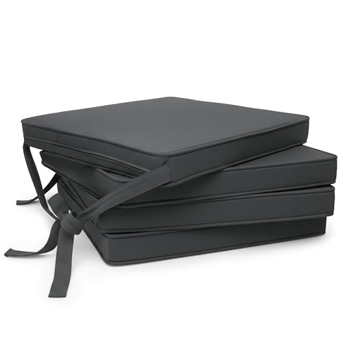 Beautissu Set de 4 Coussin de Chaise d'Intérieur 45x40 cm Loft SK – Galette de Chaise déhoussable et Lavable avec Bandes de Fixation Coussin d'assise Exterieur Jardin Coussin Gris Graphite