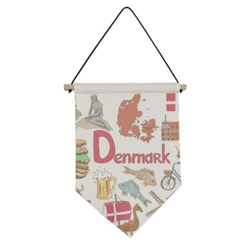 Drapeau Danemark toile suspendue pour raviver un mur blanc sans percer de grands trous