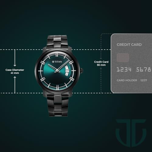 Image of Titan Green Dial Analog Watch for Men-90170NM01