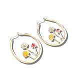 Cute Mushroom Earrings Chunky Gold Hoop Summer Jewelry Anime Kawaii Statement Unique Fun Aesthetic Boho Trendy Hypoallergenic earingings for women