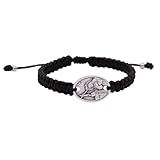 Pulsera de medalla católica en cordón tejido, ajustable, joyería religiosa cristiana, gran regalo católico para primera comunión y confirmación, fabricada en Italia, Talla única, Metal, No es una