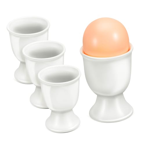 Cabilock Pack Easter Egg Holders Soft White Ceramic Boiled Egg Cups Contemporary Kitchen Accessory