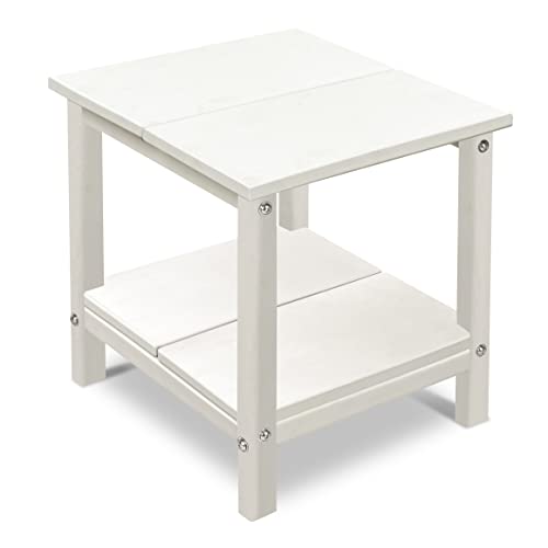 Aoorun Oversized Outdoor Patio Side Table, 2-Tier Poly Patio End Table Adirondack Patio Side Table, Modern Outdoor Side Table For Patio, Porch-White #TOP11