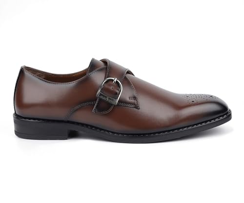 Image of LOUIS STITCH Formal Shoe for Men | Single Monk Strap | Handmade Patina Finish | Comfortable for Business Casual, Every Day, Parties (LSSXSM)