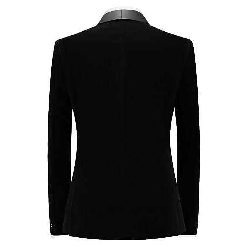 Mens Velvet Suits Slim Fit 2 Piece Tuxedo Suit for Men Solid One Button Shawl Lapel Blazer Jacket & Pants Set for Wedding3