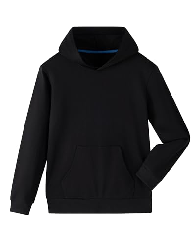 Boys Girls Hoodies - Unisex Kids Solid Hooded Sweatshirt Pullover Top with Kangaroo Pocket 4-12 Years Black