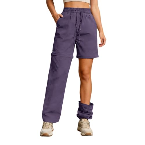 Generisch Pantalones de senderismo 2026 con piernas desmontables resistentes al viento, ideales para actividades al aire libre y viajes., morado, XXL