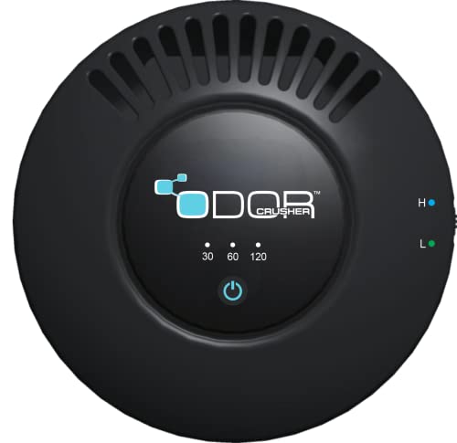 Odor Crusher, Room Fresh - Operates on Ozone Technology, Two Power Settings with High & Low Indicator, Three Cycle Times - 30, 60, & 120 Minutes – for Bad Odors in Bathroom, RV, Pet Areas - Black
