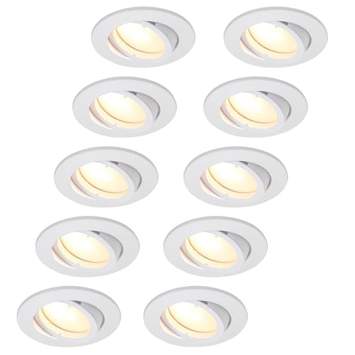 HCFEI Light Design Dreesbach   Foco led empotrable (10 unidades, intensidad regulable, orientable, 5 W, 230 V, orificio de perforación de 68 mm, ángulo de haz de 120°, 4000 K, blanco neutro)