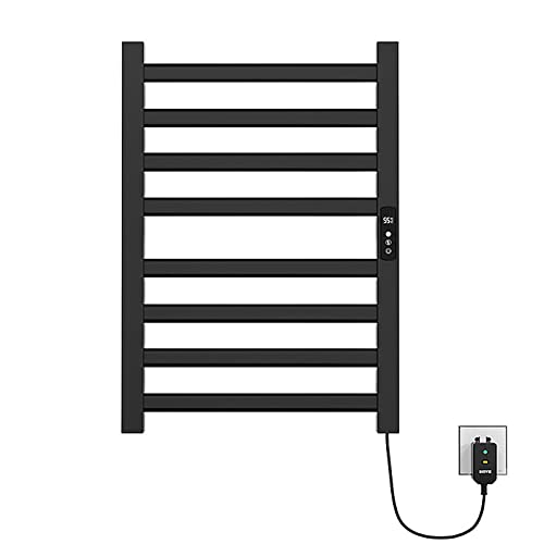 Calentador de toallas blanco de pared con termostato digital y 8 varillas