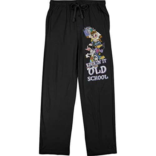 Bioworld Looney Tunes Characters Kickin' It Old School Men's Black Graphic Sleep Pajama Pants