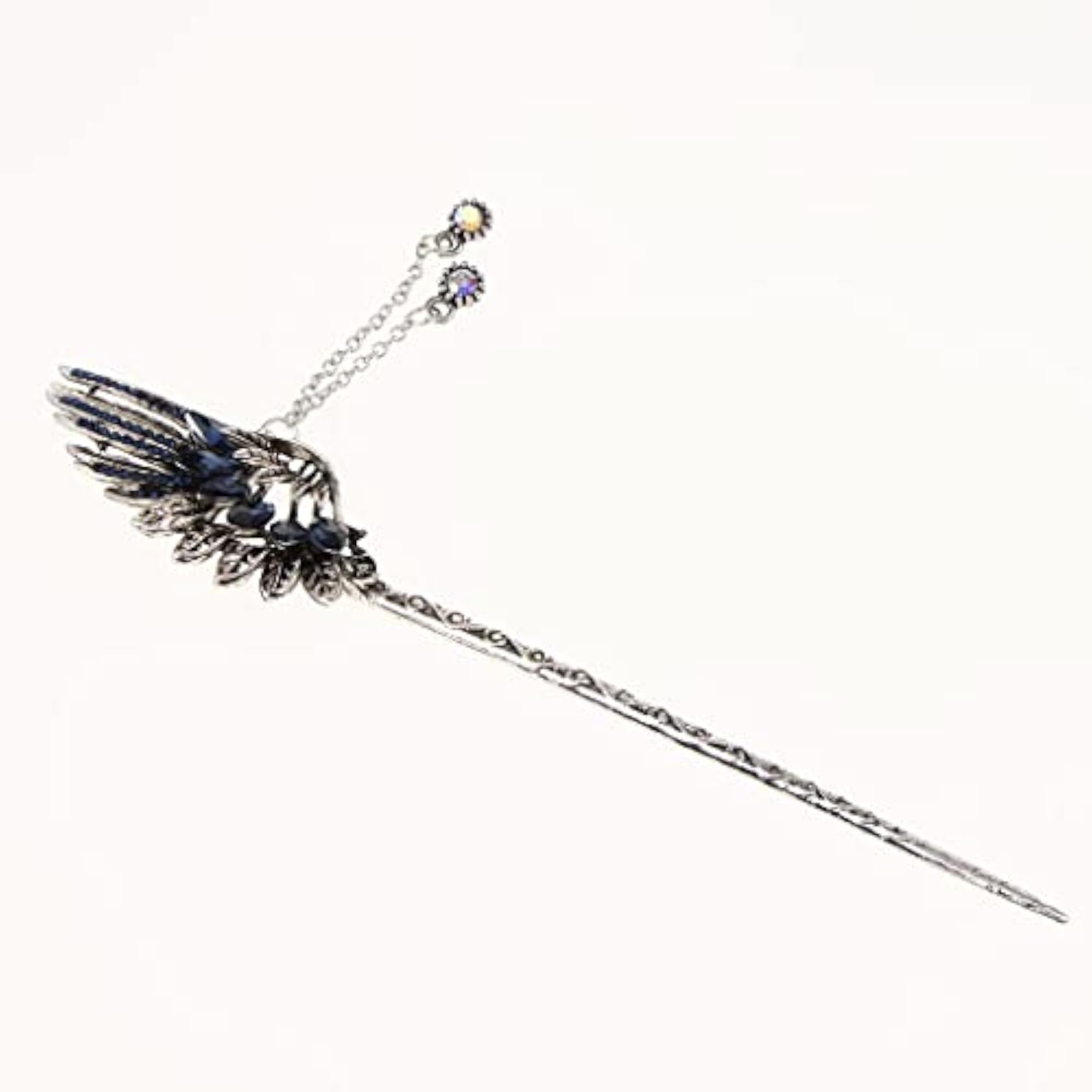 Chinese Feather Shape Hair Stick Dangle Hairpin, Blue