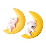 ifundom 2個 月亮熊装饰品 水族館浮遊装飾品 小さい 水槽の装飾 水槽の飾り 魚 人工的な 形をした 水族館の装飾品 水槽の風景の小道具 ムーンモデル 浮かぶ月 浮き飾り 水族館用品 樹脂