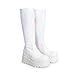 DREAM PAIRS Women's Knee High Boots Wedge Platform Chunky Heel Round Toe Side Zipper Fashion Long Tall Sock Punk Goth Boots for Women,Size 6.5,White-Pat,SDKB2409W