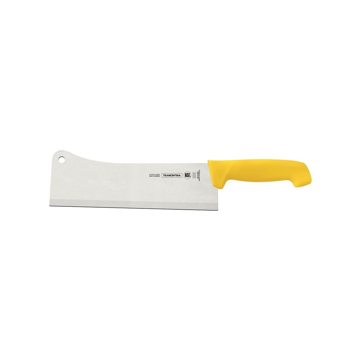 Tramontina Professional 10 Inches Cleaver Knife with Stainless Steel Blade and Yellow Polypropylene Handle with Antimicrobial Protection