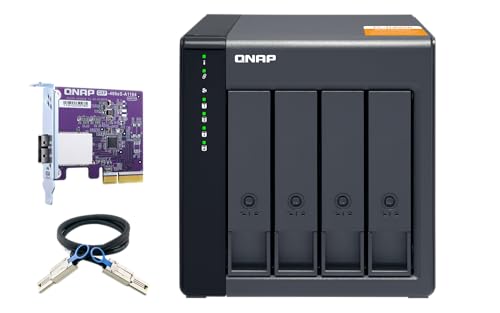 Image of QNAP TL-D400S 4 Bay SATA 6Gbps JBOD Storage Enclosure | PCIe SATA Expansion Card (QXP-400eS-A1164) Included