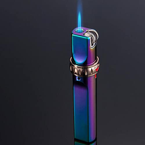 Wheel Lighter Flint Single Jet Torch Cigar Cigarette Lighter Gas Refillable Fire Starter with Gas/Flame Lock,Dazzling Color