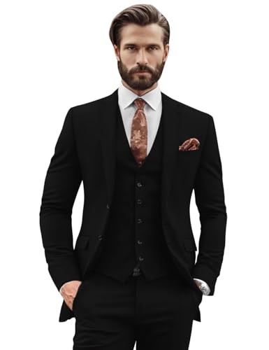 Men Slim Fit Suits 3 Piece Suit for Men Wedding Formal Suit Single Breasted Vest Peak Laper Blazer Suit Man