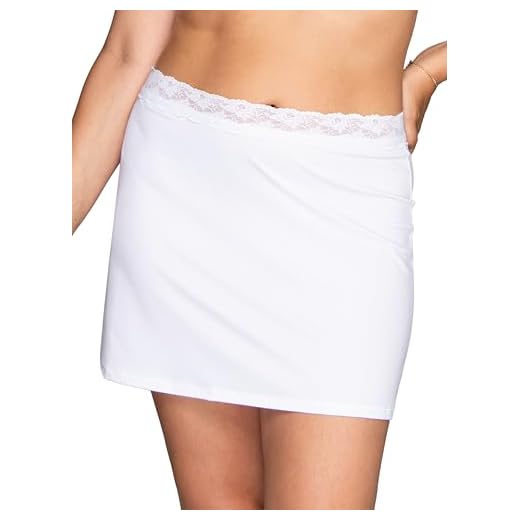 Vanity Fair Women's Anti-Static Nylon Half Slip for Under Dresses, Available up to Size 3XL, 18 inch-Single Slit-White Lace, Large