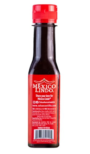 Image of Mexico Lindo Picante Negra Xxxtra Hot Sauce | Scoville Unit Level 80,000 | Sugar Free | 5 Fl Oz Bottles (Pack of 12)
