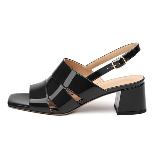 Women's Chunky Open Heel Sandals, Square Open Toe Low Heel Sandals for women, Office,Party,Commuter Summer Sandals2