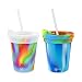 Silipint Safe Silicone Kids 8oz Cups Arctic & Hippie Hop, U.S. Patented, BPA-Free, Unbreakable, Sealable Lid, Silistraws Included (2 Cups/Lids and Straws)