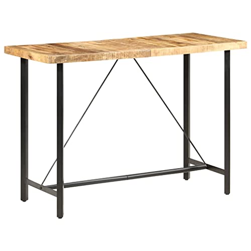 LLEZKBR Mesas de cocina y comedor, mesa de bar, 150 x 70 x 107 cm, madera de mango rugosa