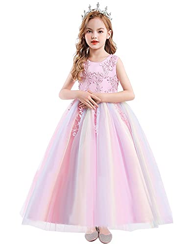 MYRISAM Flower Girls Embroidered Lace Wedding Party Sequins Dress Communion Formal Birthday Princess Pageant Long Tulle Gown4