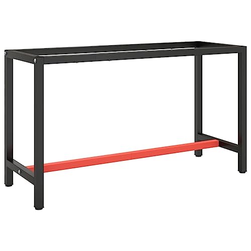 Genérico Estructura Banco de Trabajo Metal Negro y Rojo Mate 140x50x79cm,Mobiliario,Accesorios para mesas,Patas para mesas-151451